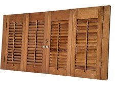 Wood Interior Louver Plantation Window Shutters Pair 21" Tall x 36 1/4" Wide