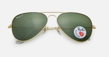 Ray-Ban Sunglasses RB3025 Aviator Classic Gold Frame Polarized Green Lens 58mm