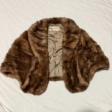 Vintage 1950s Montaldo s Mink Fur Cape Stole Brown Lux Mid Century Glam