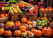 Jigsaw Puzzles for Adults 1000 Pieces, Fall Harvest Fit Well Letter on Back No D