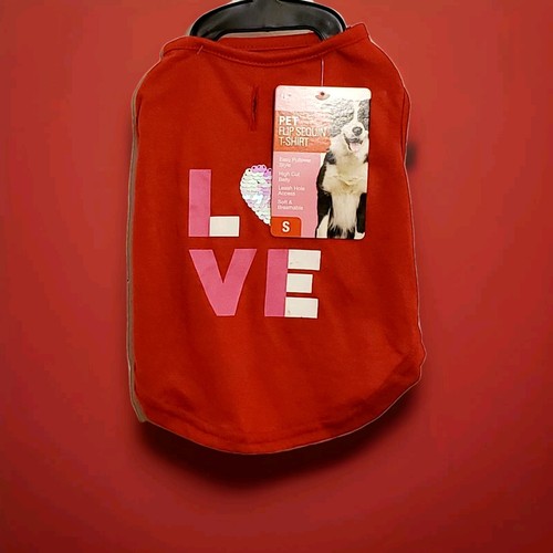 Unique Petz Heart Flip Sequin Love Dog Shirt Sz Sm Pug Dachshund French Bulldog - Picture 1 of 2
