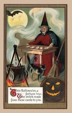 Halloween, This Halloween a fortune true Vintage Reproduction Postcard