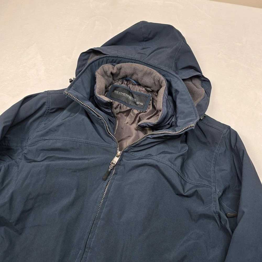 Weatherproof Bib Hooded Jacket Mens Large Blue Full Zip Coat Lined image 5