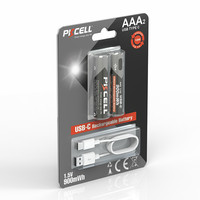 Pkcell Aaa 1,5V Lithium Ionen 900Mwh (600Mah) Usb C Buchse Akku Wiederaufladbar