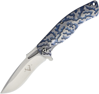 V NIVES Atmosphere Blue/Silver Titanium Folding S35VN Pocket Knife 30039