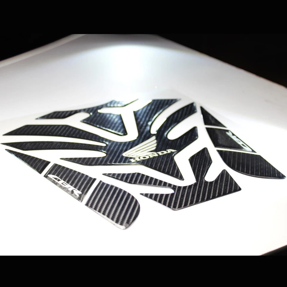FOR CBR FAIRING/FENDER BADGE CHROMED RED+8"REAL CARBON FIBER FUEL TANK PAD COVER — 第 3/4 张图片