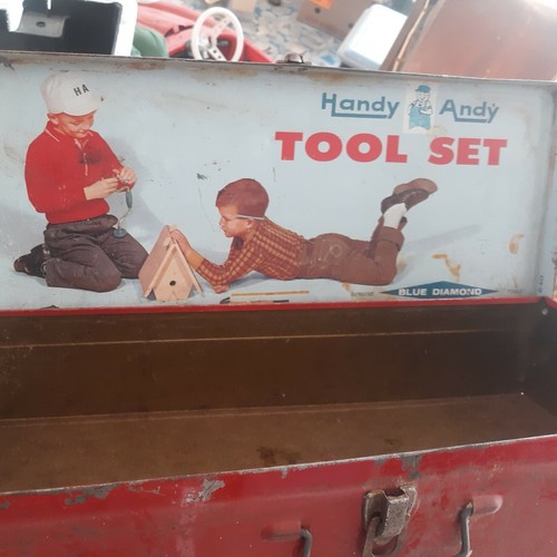 Vintage Handy Andy Blue Diamond Tool Box Set Attic Find As Found Condition - Picture 6 of 10