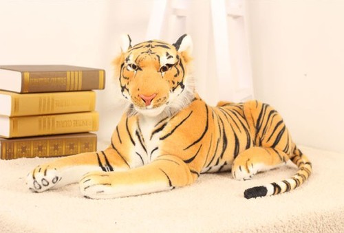 Precioso juguete de peluche tigre simulación amarillo muñeca tigre regalo unos 45cm - Imagen 2 de 5