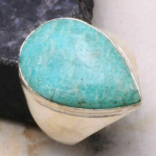 Amazonita anillos de piedra para hombres