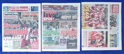 3 x Matchday Newspaper Europa League 7/11/2024 Olympiakos Piräus- Rangers FC