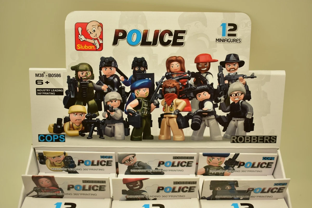SLUBAN POLICE LINE ROBBERS COPS 12 MINIFIGURES COMPLETE BOX