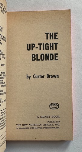 CARTER BROWN The Up-Tight Blonde An AL WHEELER MYSTERY | 1969 1st Pulp Paperback - Picture 6 of 7