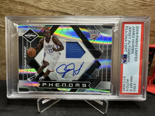 2009 LIMITED RPA Auto JAMES HARDEN RC  /299 PSA 8 Auto 9 Game-Used Patch Rookie