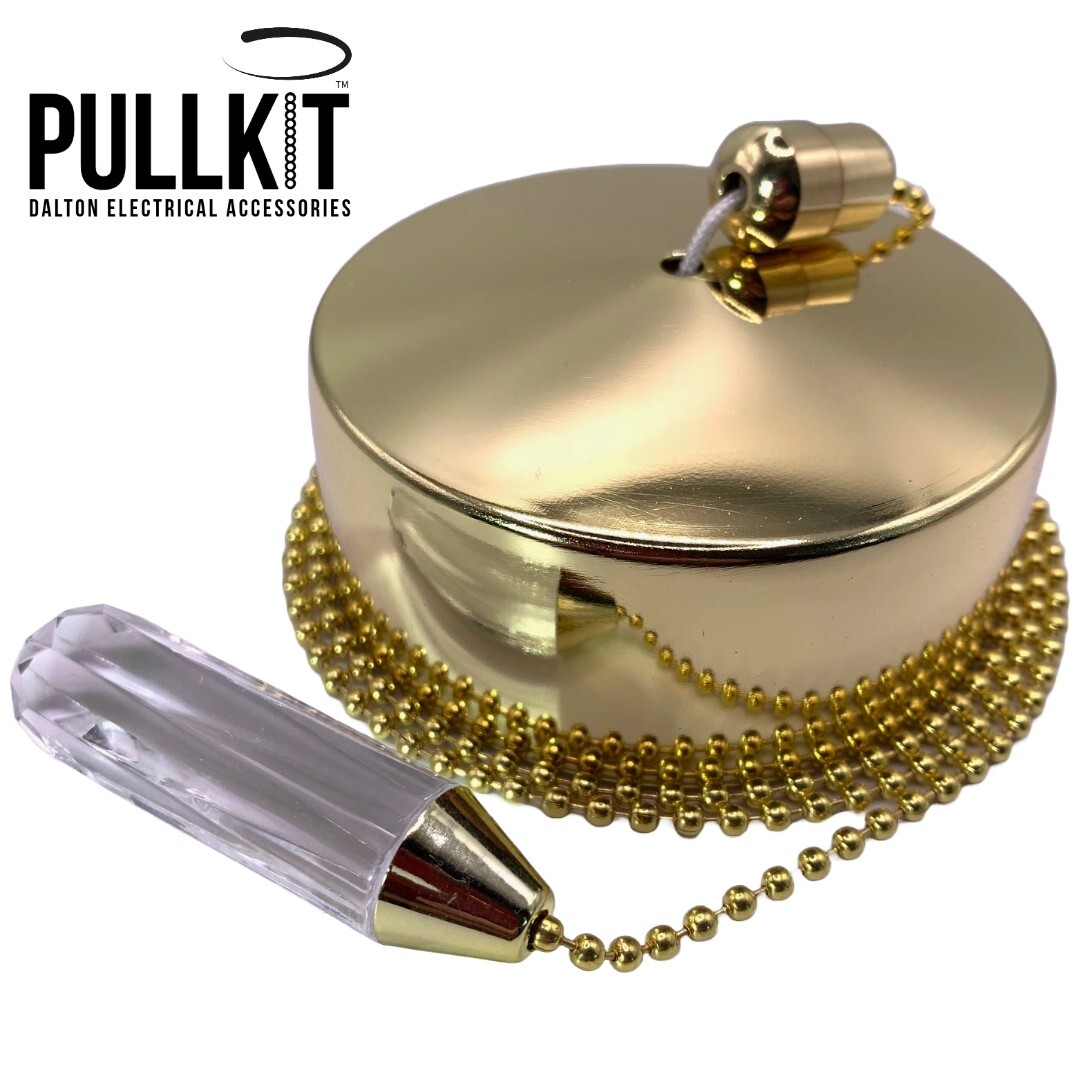 PULL KIT® Brass Pull Cord Light Switch Bundle Crystal Chain Light Pull Switch