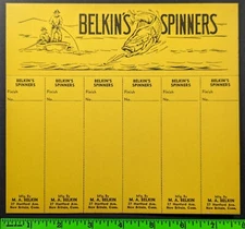Vintage 1950s? Belkin's Fishing Spinners Cardboard Store Display Sign