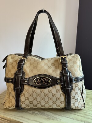 Authentic Gucci Guccissima 85th Anniversary Boston Bag- Brown