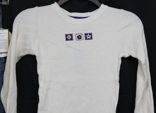 NWT OskKosh 2pc Genuine Girl Outfit sz 7 Jeans Long Sleeve Ribbed Flower Shirt - Picture 5 of 15
