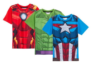 MARVEL Jungen 3er Pack Avengers T-Shirts Kinder Captain America Hulk Iron Man Verkleiden Tops
