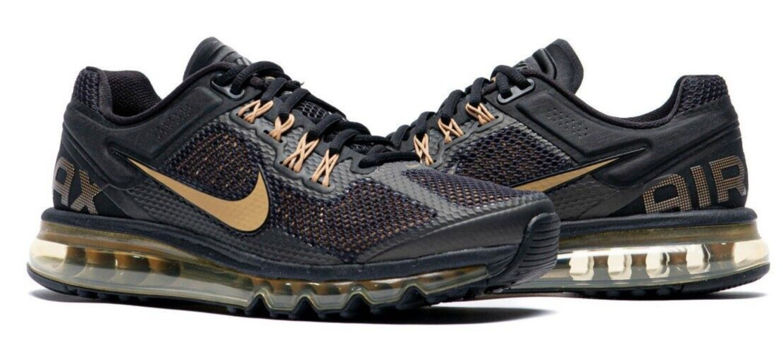 Мужские кроссовки Nike Air Max 2013 Black Flat Gold HQ1927-001 нового размера
