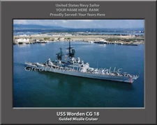 USS Worden CG 18 Personalized Canvas Ship Photo 2 Print Navy Veteran Gift
