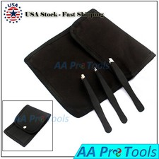 Tweezers Set 3-Piece Professional Stainless Steel Eyebrow Hair Pluckers  Case