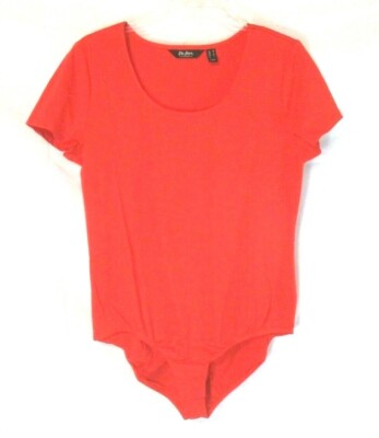 New Du Jour Scoop Neck Bodysuit Shirt Red Medium Stretch A293725 Womens CB69J