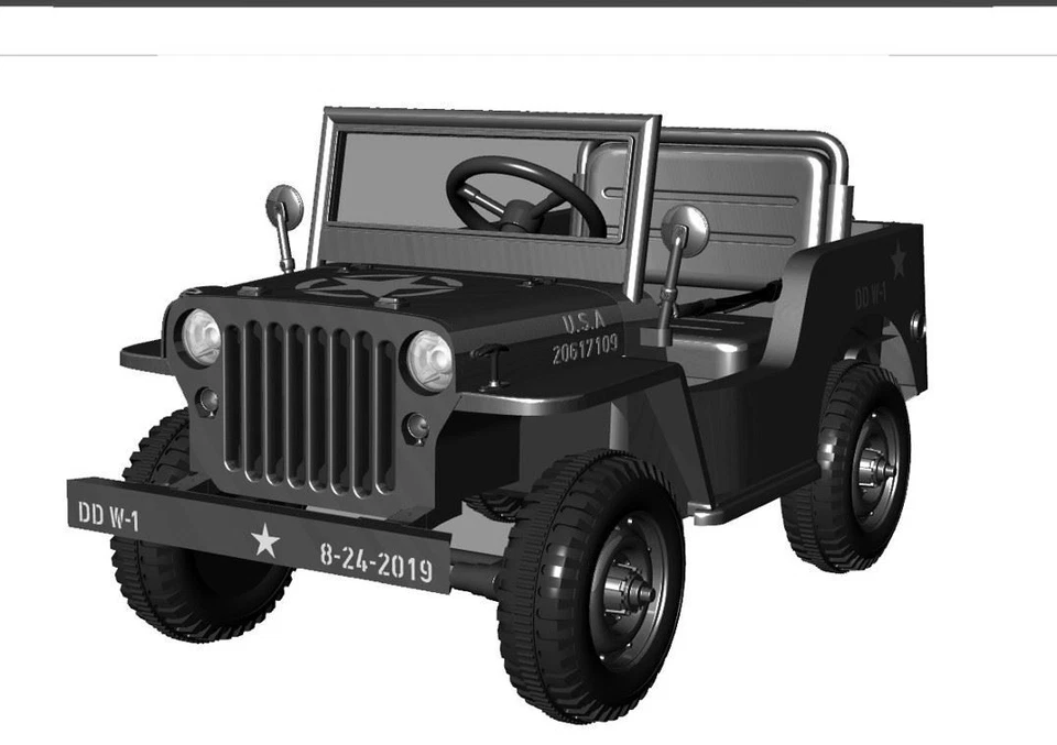 Kids 12V Ride on Car Battery Electric Hotchkiss Willys Mini Jeep Style - Image 3 of 3