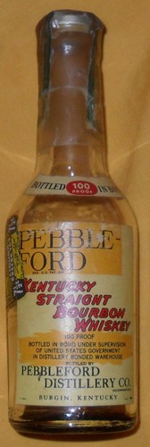 Pebble Ford Bourbon Whiskey miniature bottle, 1940's