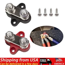 2pcs 1/4" M8 12-48V Bus Bar Terminal Block Power Stud Battery Junction Post USA