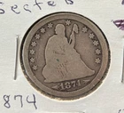 1874-S With Arrows Seated Liberty Quarter Good Plus