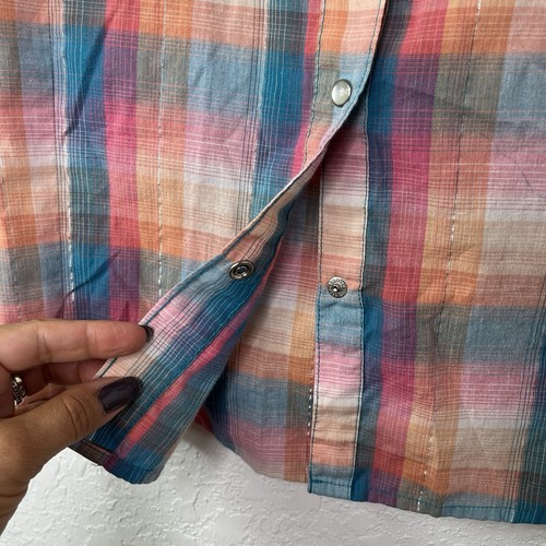 Camicia a quadri Wrancher by Wrangler senza maniche con bottoni a pressione e perle taglia L - Foto 2 di 7