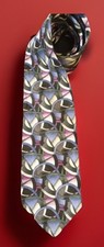 J Garcia 100 Silk Tie Geometric Pattern in Vibrant Groove Bluesy Stylish