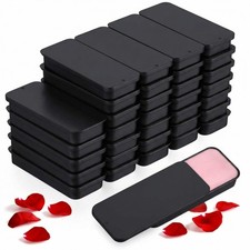 40 Pcs Small Slide Tin Lip Balm Tins with Lids Rectangular Metal Containers for