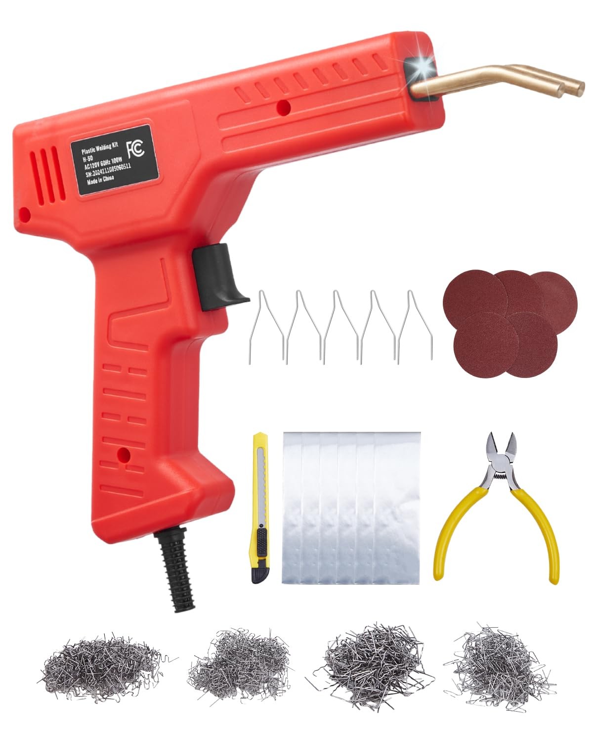 Saldatrice Plastica 100W per Carrozzeria Kit con 800 Graffette Acciaio