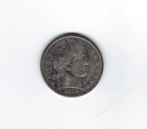 1898 S barber half dollar silver 90%