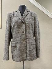 Piazza Sempione Boucl  Blazer Beige Black Notch Lapel Single-Breasted