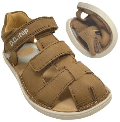 Barfuß Halbsandale aus Leder Schokobraun Zehen & Fersenschutz D.D.Step Barefoot