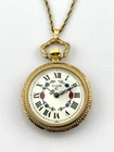Elgin Swiss Antique 17J Mechanical Pendant Watch 30mm 24-inch Chain WORKS!