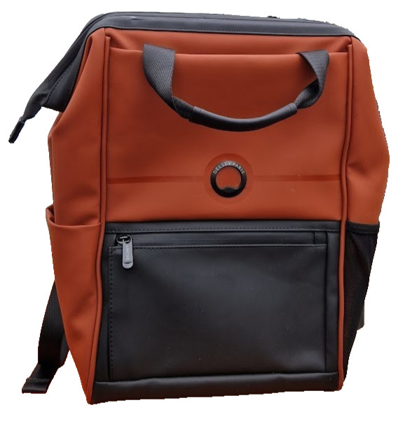 Delsey Paris Turenne Mochila Suave Naranja Negro 14" Bolso para Laptop Resistente al Agua