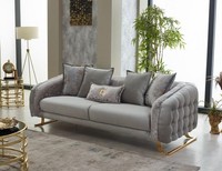 Chesterfield Couch Dreisitzer Sofa 3 Sitzer Stoffsofa Polstersofa Grau