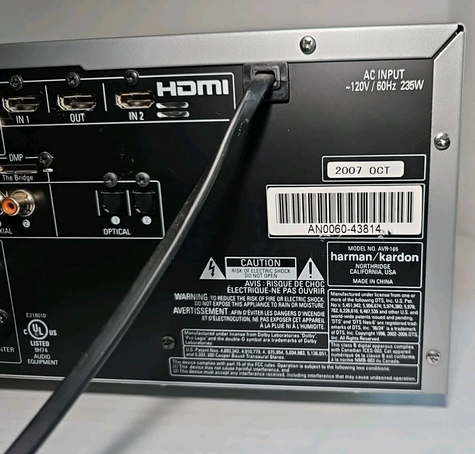 Harman Kardon AVR-146 - 5.1 Ch HDMI Home Theater Surround Sound Receiver *READ* - Image 4 of 4