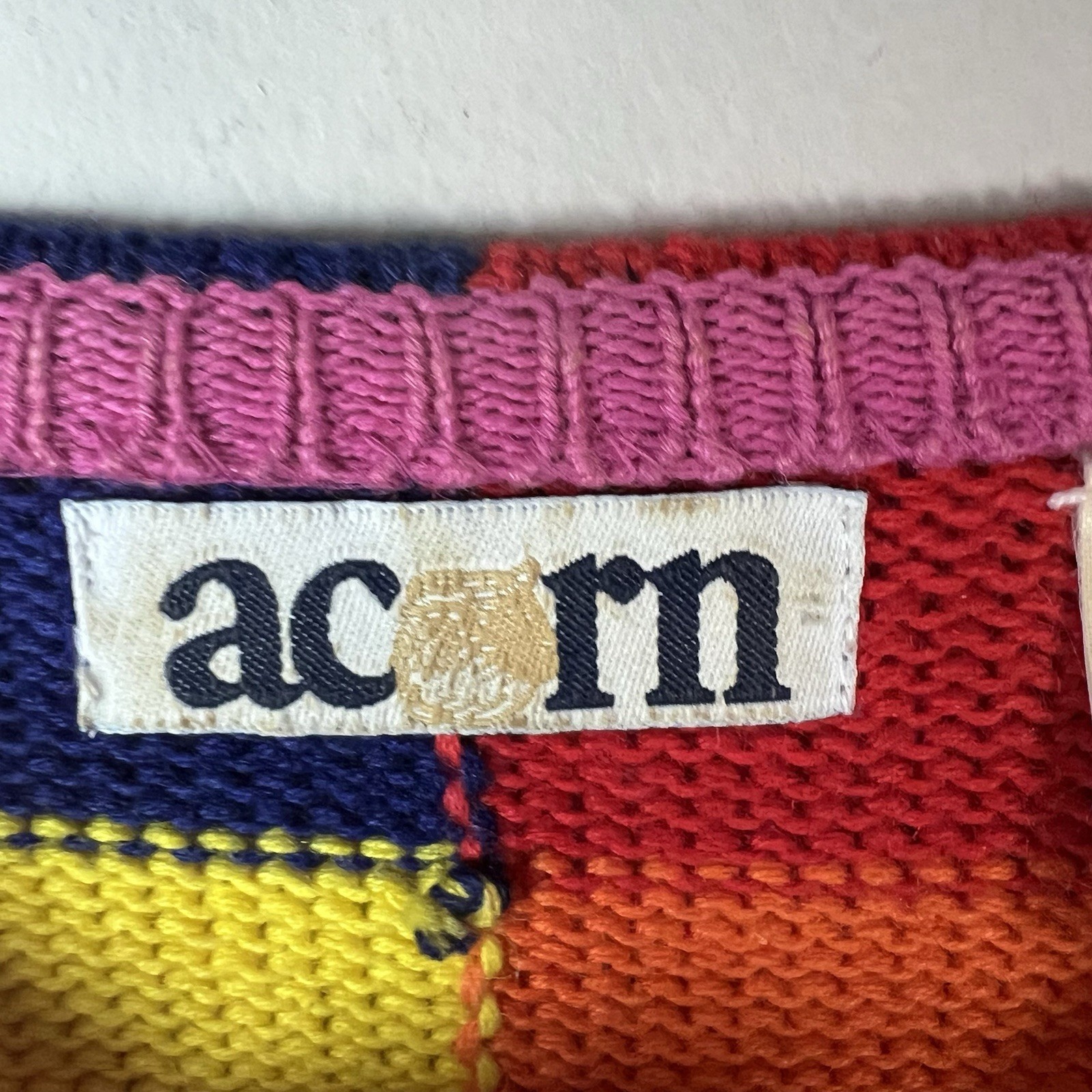 Acorn Patchwork Sweater Rainbow Knit Cardigan Bre… - image 4