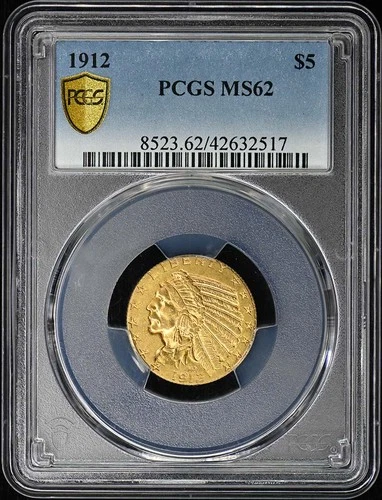 1912 $5 Indian Head PCGS MS62