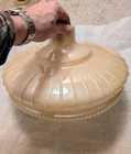 14" Vtg Art Deco Gold Lustre on Milk Glass Torchiere Floor Lamp Shade Original