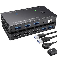 8K KVM Switch - 2 Computers to 1 Monitor - US...