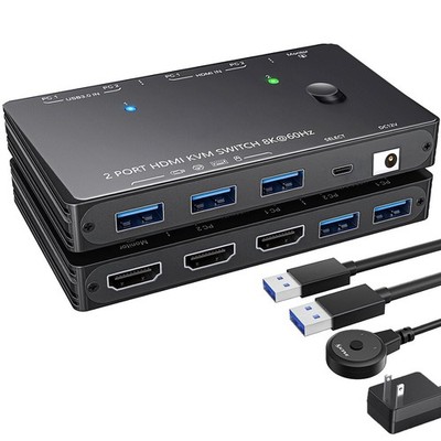 8K KVM Switch - 2 Computers to 1 Monitor - USB 3.0 Powered -0 Remote - 425-#2