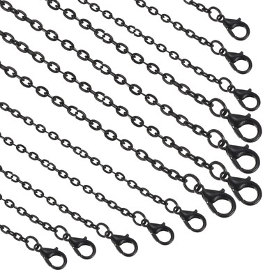 20 Pack 24 Inch Necklace Chains Bulk 2.5mm Black Plated Cable Chains