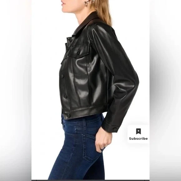 Chaqueta Joe's Jeans Negra Recortada Imitación Cuero Talla XS NUEVA SIN ETIQUETAS Foto 2 de 4
