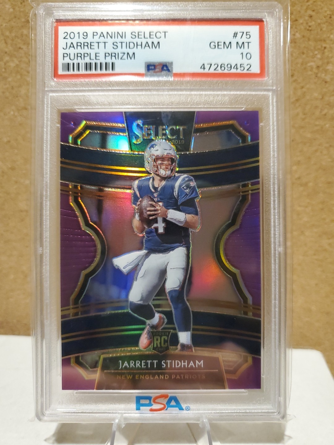 2019 Panini Select - Concourse Jarrett Stidham #75 Purple Prizm /75 (RC) PSA 10