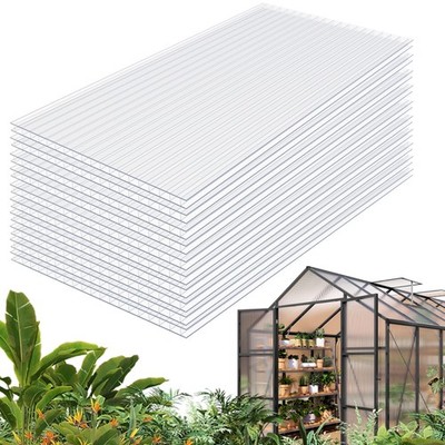 5x2FT 0.16'' Twin-Wall Polycarbonate Greenhouse Panels 12 Pack for Glass Roofing